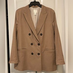 Beige Double-breasted Blazer
